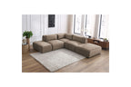 Jeanne - Fixed Modular Corner Sofa - Velvet Fabric with 2 Armless Chairs, 1 Corner Unit and 2 Pouffes