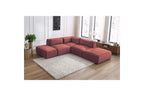 Jeanne - Fixed Modular Corner Sofa - Velvet Fabric with 2 Armless Chairs, 1 Corner Unit and 2 Pouffes