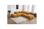 Jeanne - Fixed Modular Corner Sofa - Velvet Fabric with 2 Armless Chairs, 1 Corner Unit and 2 Pouffes