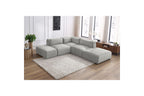 Jeanne - Fixed Modular Corner Sofa - Velvet Fabric with 2 Armless Chairs, 1 Corner Unit and 2 Pouffes