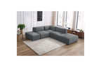 Jeanne - Fixed Modular Corner Sofa - Velvet Fabric with 2 Armless Chairs, 1 Corner Unit and 2 Pouffes