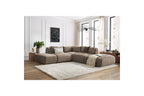 Jeanne - Fixed Modular Corner Sofa - Velvet Fabric with 2 Armless Chairs, 1 Corner Unit and 2 Pouffes