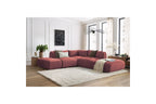 Jeanne - Fixed Modular Corner Sofa - Velvet Fabric with 2 Armless Chairs, 1 Corner Unit and 2 Pouffes