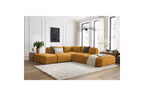 Jeanne - Fixed Modular Corner Sofa - Velvet Fabric with 2 Armless Chairs, 1 Corner Unit and 2 Pouffes