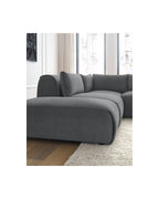 Jeanne - Fixed Modular Corner Sofa - Velvet Fabric with 2 Armless Chairs, 1 Corner Unit and 2 Pouffes