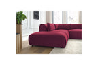 Jeanne - Fixed Modular Corner Sofa - Velvet Fabric with 2 Armless Chairs, 1 Corner Unit and 2 Pouffes