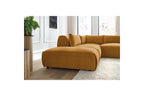 Jeanne - Fixed Modular Corner Sofa - Velvet Fabric with 2 Armless Chairs, 1 Corner Unit and 2 Pouffes