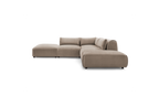 Jeanne - Fixed Modular Corner Sofa - Velvet Fabric with 2 Armless Chairs, 1 Corner Unit and 2 Pouffes