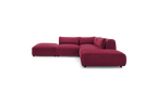 Jeanne - Fixed Modular Corner Sofa - Velvet Fabric with 2 Armless Chairs, 1 Corner Unit and 2 Pouffes