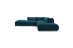 Jeanne - Fixed Modular Corner Sofa - Velvet Fabric with 2 Armless Chairs, 1 Corner Unit and 2 Pouffes