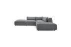 Jeanne - Fixed Modular Corner Sofa - Velvet Fabric with 2 Armless Chairs, 1 Corner Unit and 2 Pouffes