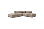 Jeanne - Fixed Modular Corner Sofa - Velvet Fabric with 2 Armless Chairs, 1 Corner Unit and 2 Pouffes