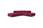 Jeanne - Fixed Modular Corner Sofa - Velvet Fabric with 2 Armless Chairs, 1 Corner Unit and 2 Pouffes