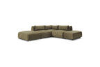 Jeanne - Fixed Modular Corner Sofa - Velvet Fabric with 2 Armless Chairs, 1 Corner Unit and 2 Pouffes