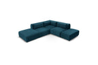 Jeanne - Fixed Modular Corner Sofa - Velvet Fabric with 2 Armless Chairs, 1 Corner Unit and 2 Pouffes