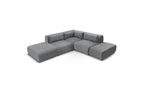 Jeanne - Fixed Modular Corner Sofa - Velvet Fabric with 2 Armless Chairs, 1 Corner Unit and 2 Pouffes