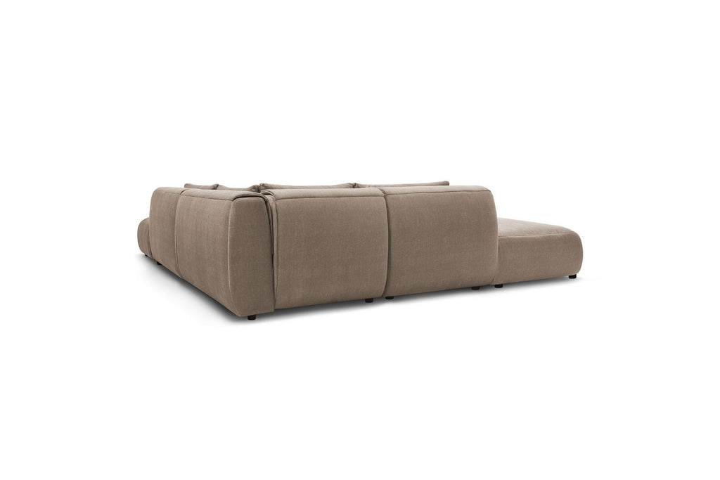 Jeanne - Fixed Modular Corner Sofa - Velvet Fabric with 2 Armless Chairs, 1 Corner Unit and 2 Pouffes