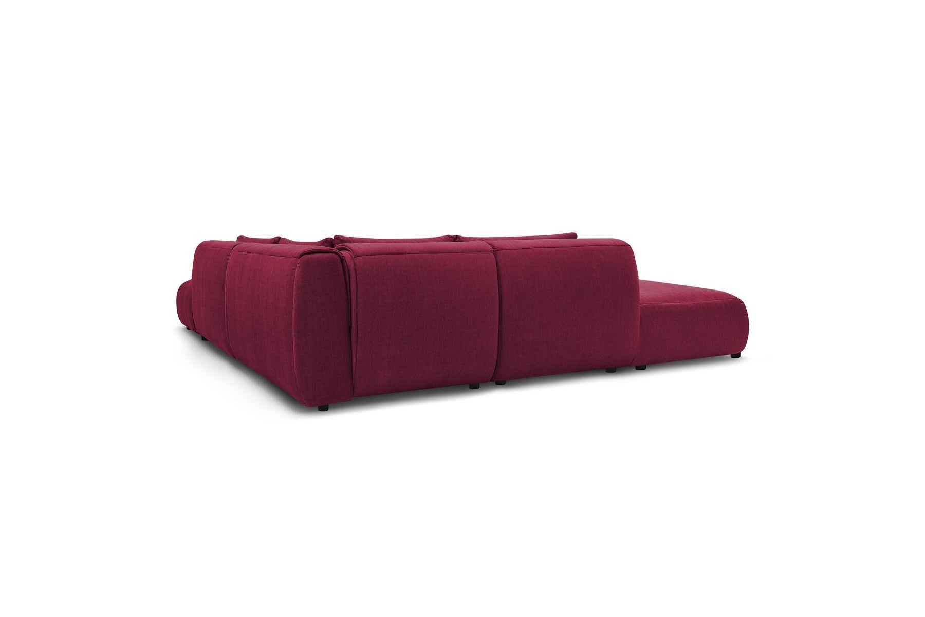 Jeanne - Fixed Modular Corner Sofa - Velvet Fabric with 2 Armless Chairs, 1 Corner Unit and 2 Pouffes