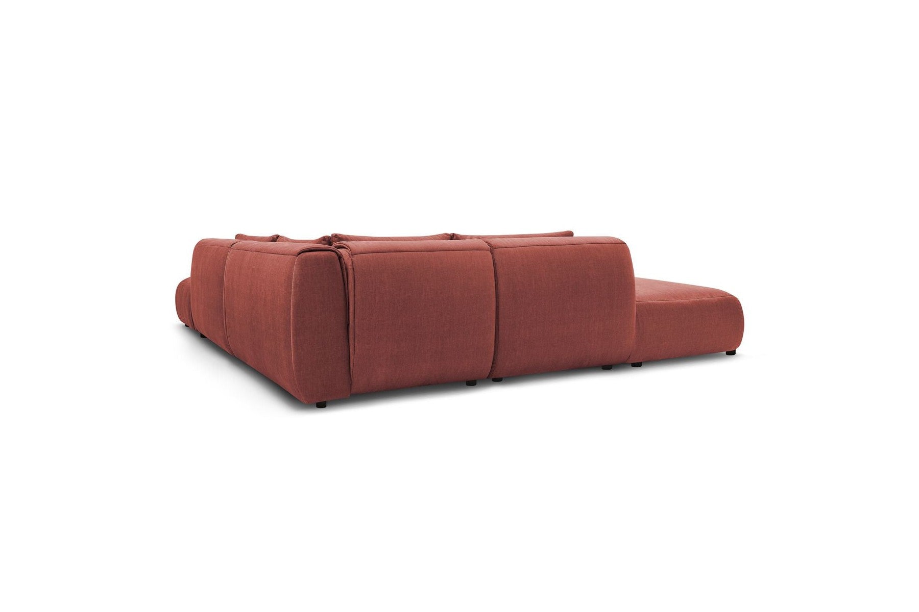 Jeanne - Fixed Modular Corner Sofa - Velvet Fabric with 2 Armless Chairs, 1 Corner Unit and 2 Pouffes