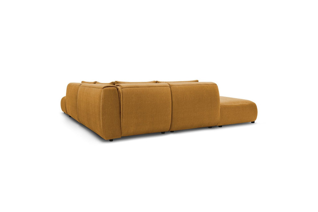Jeanne - Fixed Modular Corner Sofa - Velvet Fabric with 2 Armless Chairs, 1 Corner Unit and 2 Pouffes