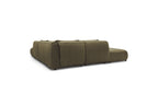 Jeanne - Fixed Modular Corner Sofa - Velvet Fabric with 2 Armless Chairs, 1 Corner Unit and 2 Pouffes