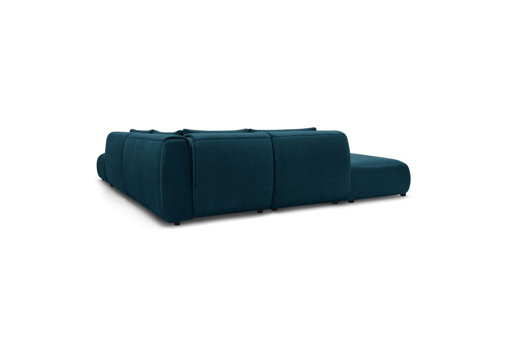 Jeanne - Fixed Modular Corner Sofa - Velvet Fabric with 2 Armless Chairs, 1 Corner Unit and 2 Pouffes