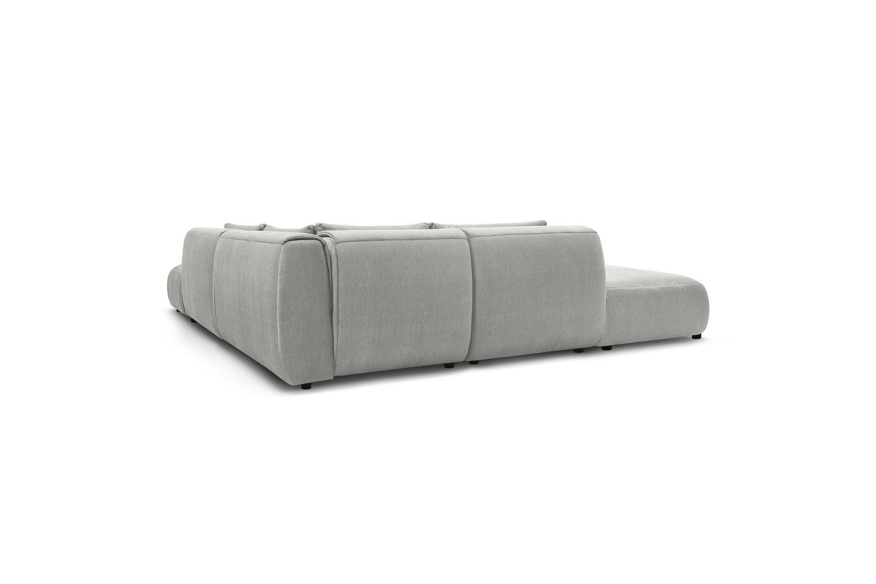 Jeanne - Fixed Modular Corner Sofa - Velvet Fabric with 2 Armless Chairs, 1 Corner Unit and 2 Pouffes