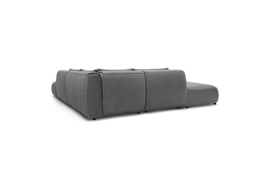 Jeanne - Fixed Modular Corner Sofa - Velvet Fabric with 2 Armless Chairs, 1 Corner Unit and 2 Pouffes