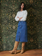 JENNY BLUE DENIM SKIRT PETITE MENDIGOTE