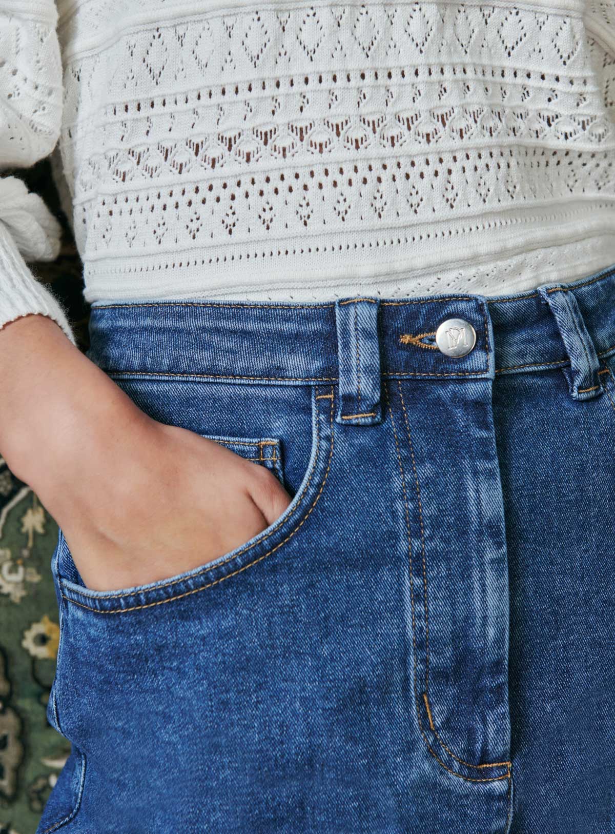 JENNY BLUE DENIM SKIRT PETITE MENDIGOTE