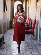 Falda de cuero Josie - Ladrillo