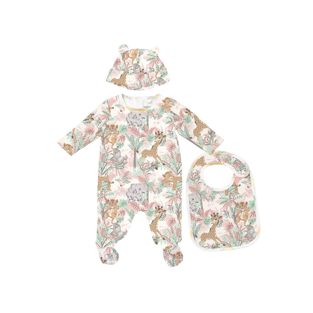 Ensemble Pyjama/Bavoir/Bonnet - Aubepine - Bebe - Fille