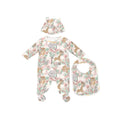 Ensemble Pyjama/Bavoir/Bonnet - Aubepine - Bebe - Fille