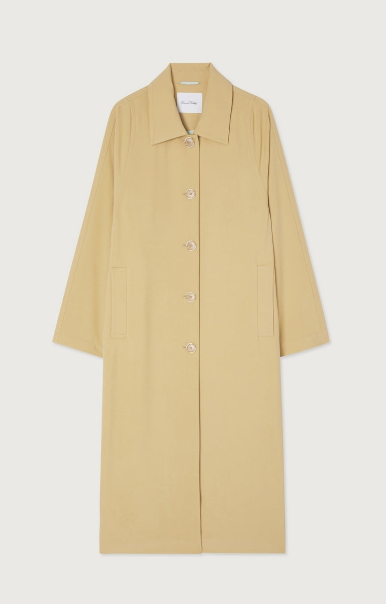 American Vintage - Trench Largo Amplio Mangas Largas Cuello Camisa Abotonado - Pois Chiche - Mujer