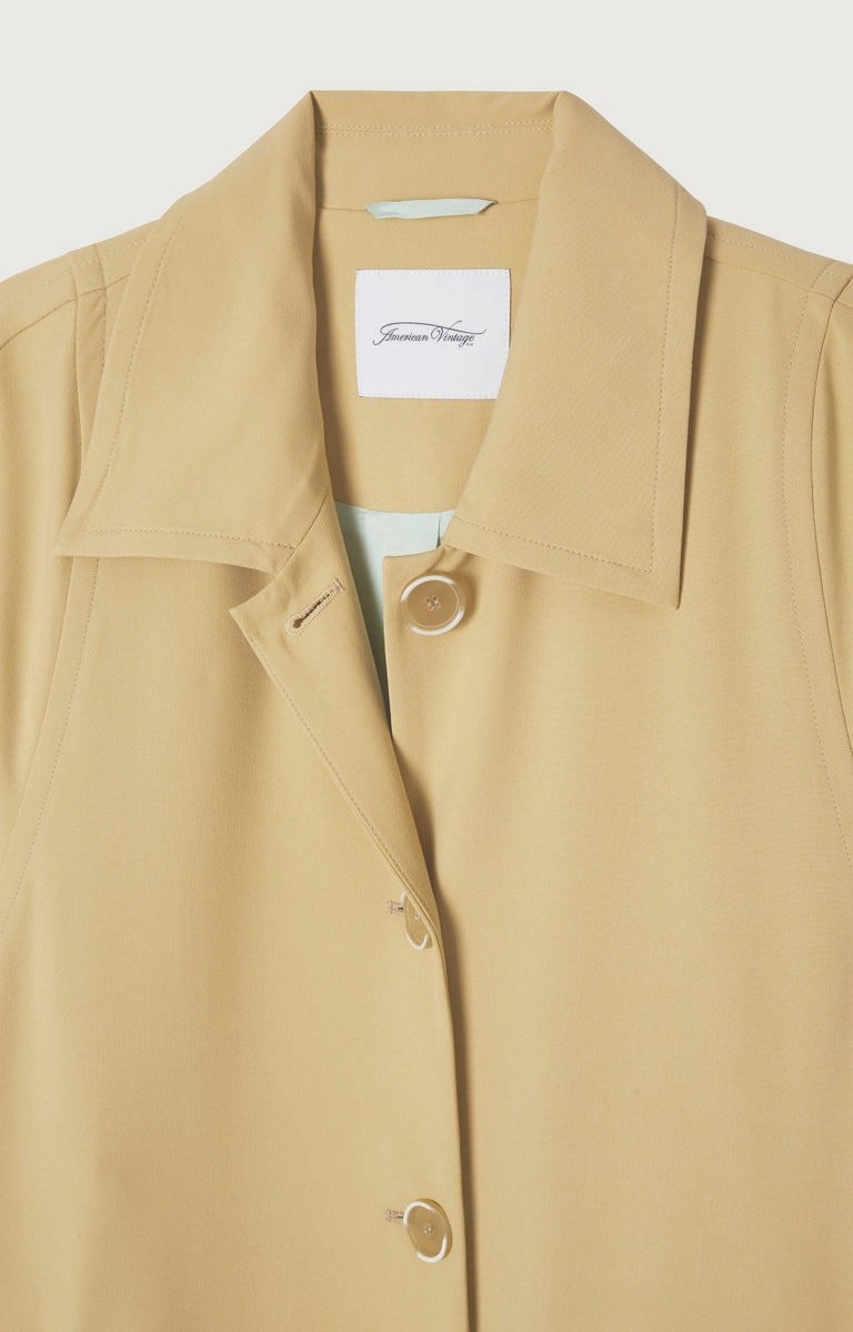 American Vintage - Trench Largo Amplio Mangas Largas Cuello Camisa Abotonado - Pois Chiche - Mujer