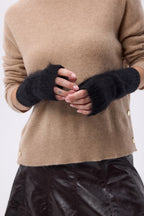 Fingerlose Handschuhe – Gebürstetes Kaschmir Kael – Schwarz – Unisex