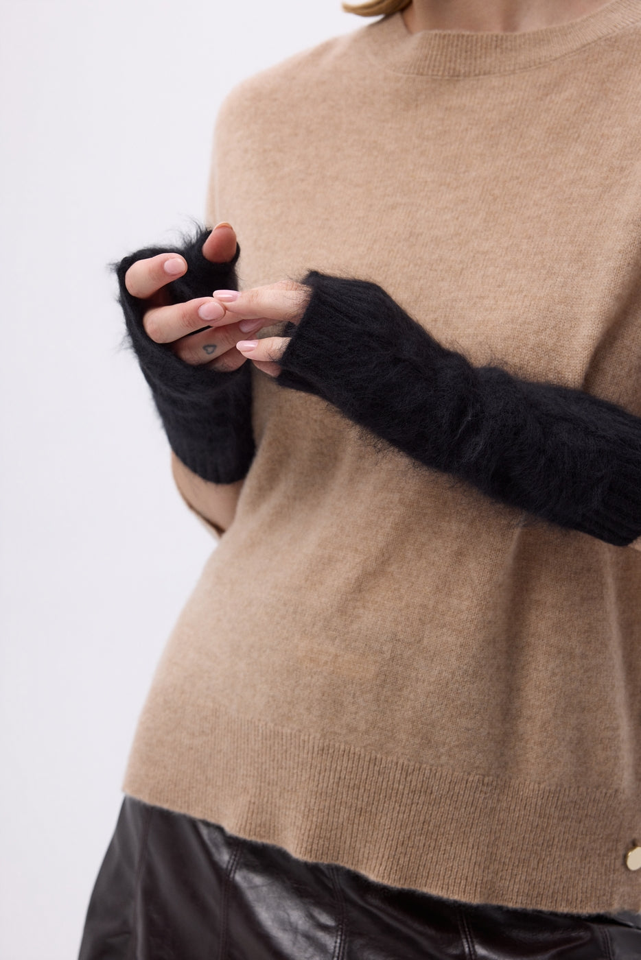 Fingerlose Handschuhe – Gebürstetes Kaschmir Kael – Schwarz – Unisex
