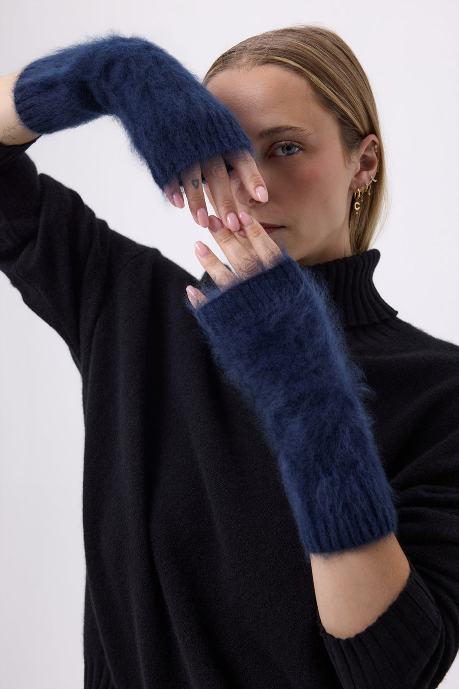Vanter – børstet kashmir Kael – marineblå – unisex