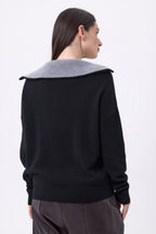 Pull Grand Col Montant Zippé Kalon - Noir - Femme