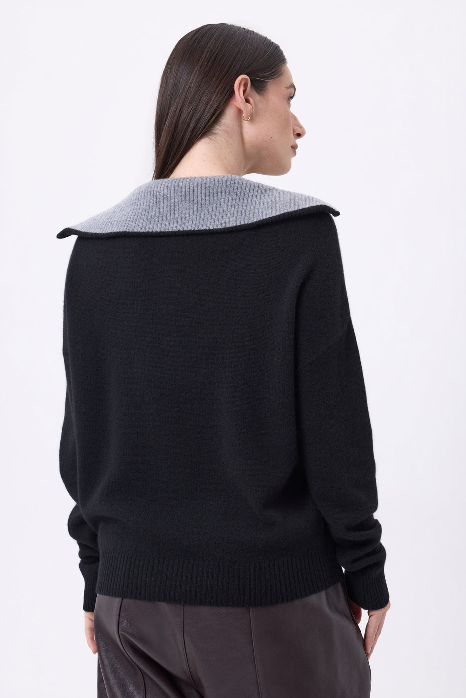 Pull Grand Col Montant Zippé Kalon - Noir - Femme