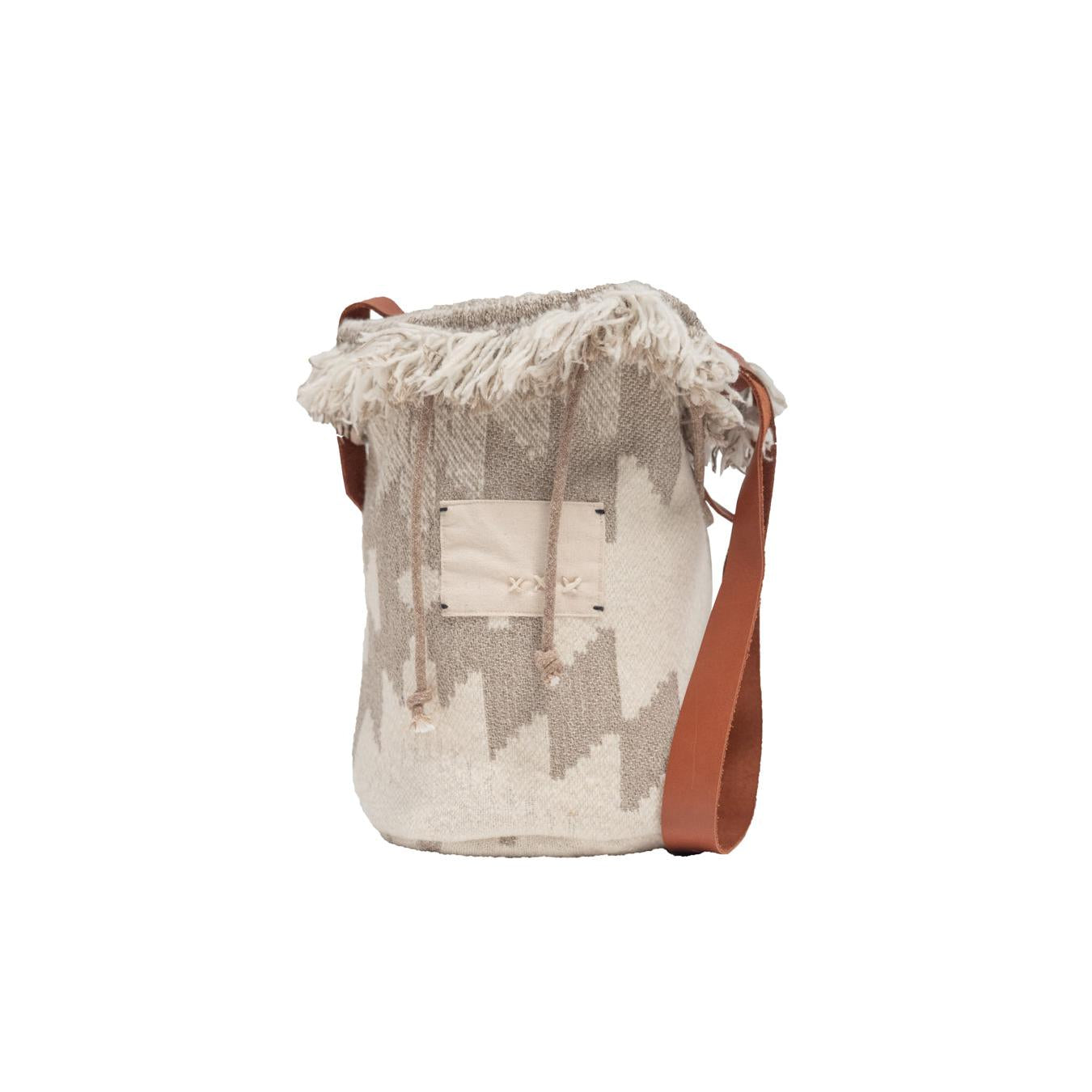 Bolso bombonera de lana con motivo kilim - Kayak - Crudo