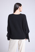 Jersey Cuello Redondo Lazos Muñecas Kelly - Negro - Mujer