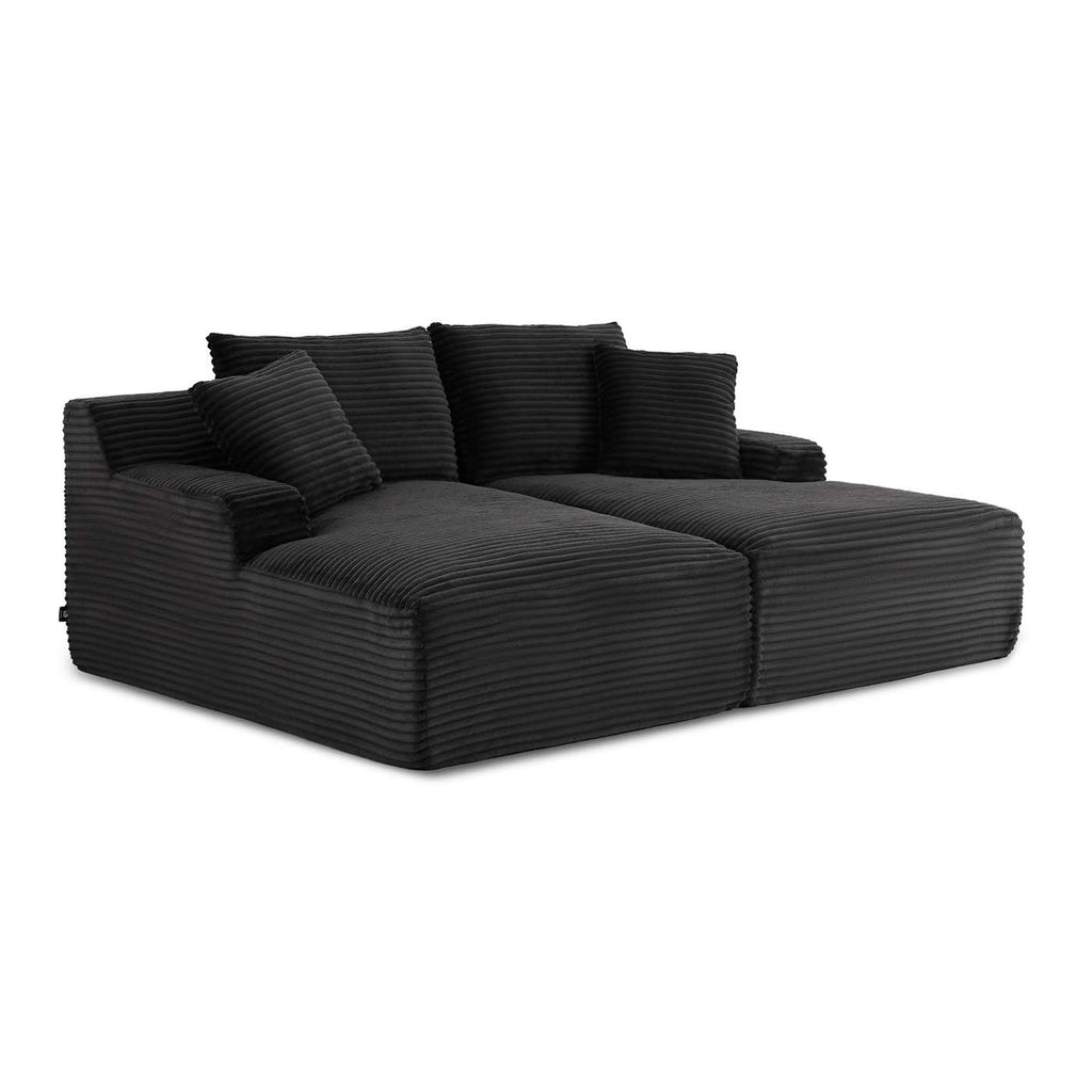 Kenedy - Dyb, fast og komprimeret 3-personers lige sofa - Fløjl - Mørkegrå
