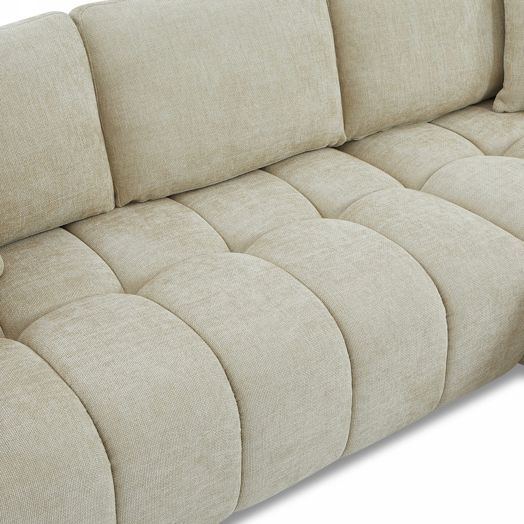 Kerea - Ecksofa Rechts Nicht Umklappbar 4-Sitzer - Chenille-Stoff Taupe
