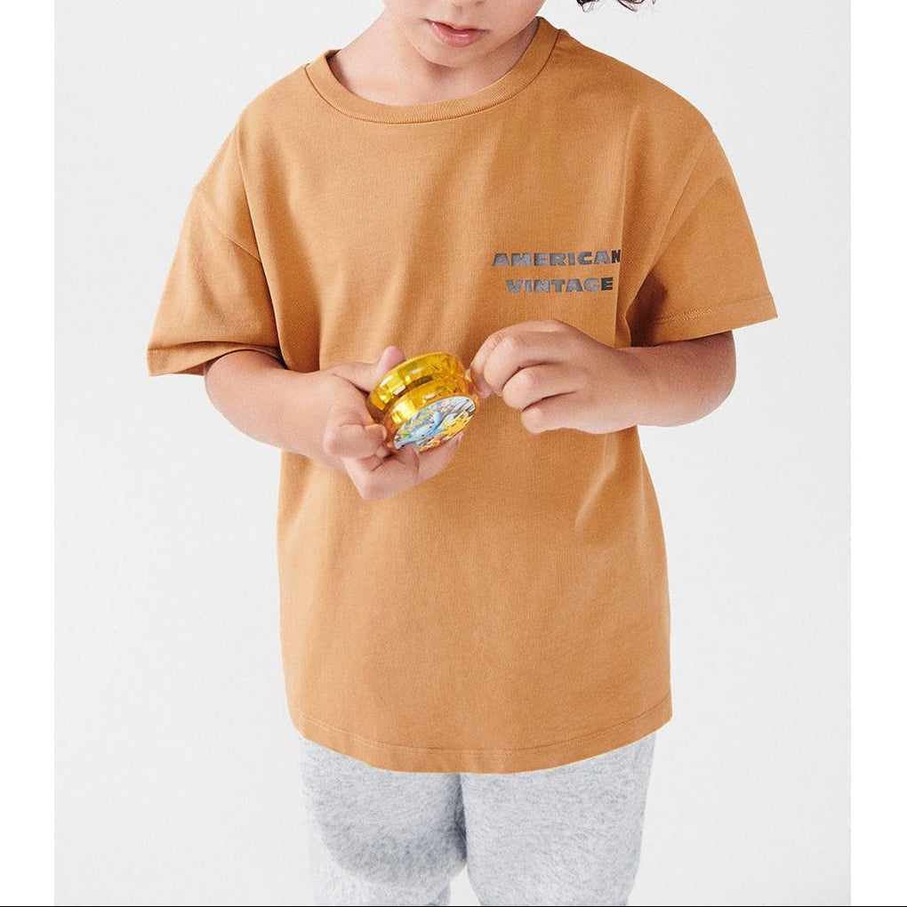Straight Round-Neck Printed T-Shirt - Vintage Hazelnut - Kids