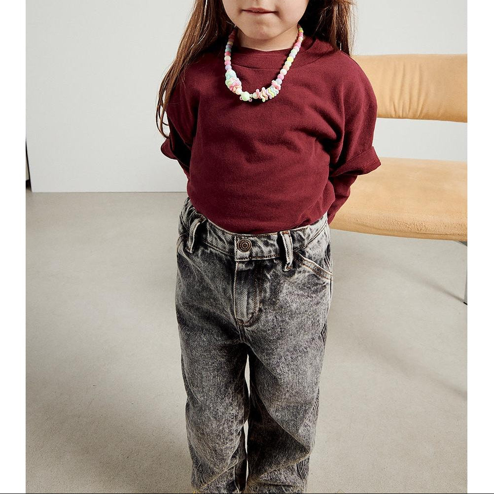 T-Shirt Col Rond - Bordeaux Vintage - Enfant
