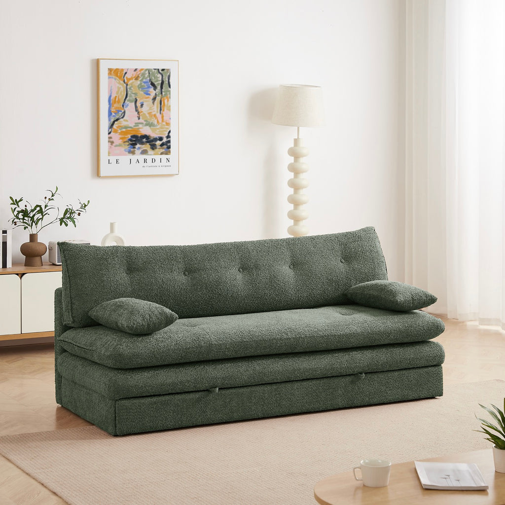 Kiara - 3-Personers Sovesofa - Grønt Bouclé-Stof