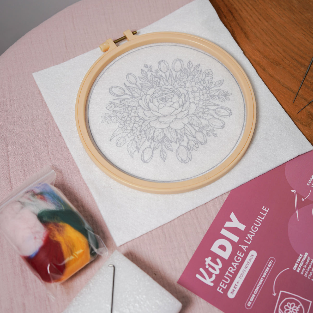 Kit Diy Feutrage À L'Aiguille Pivoine