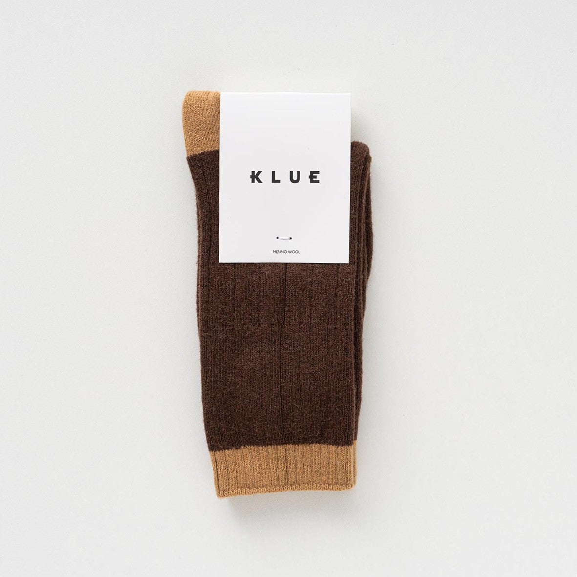 Chaussettes En Laine Mérinos Avec Bandes - Marron Et Caramel