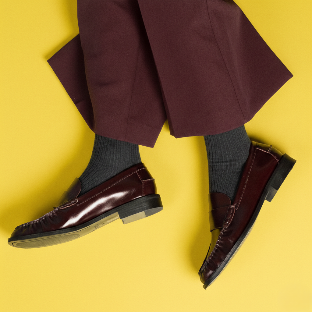 Chaussettes En Coton Biologique À Fines Rayures Unies - Anthracite